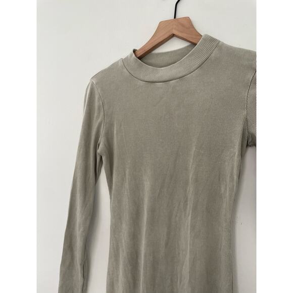 Young Fabulous & Broke Ribbed Long Sleeve Bodycon Dress Small Green Gray - Picture 2 of 9